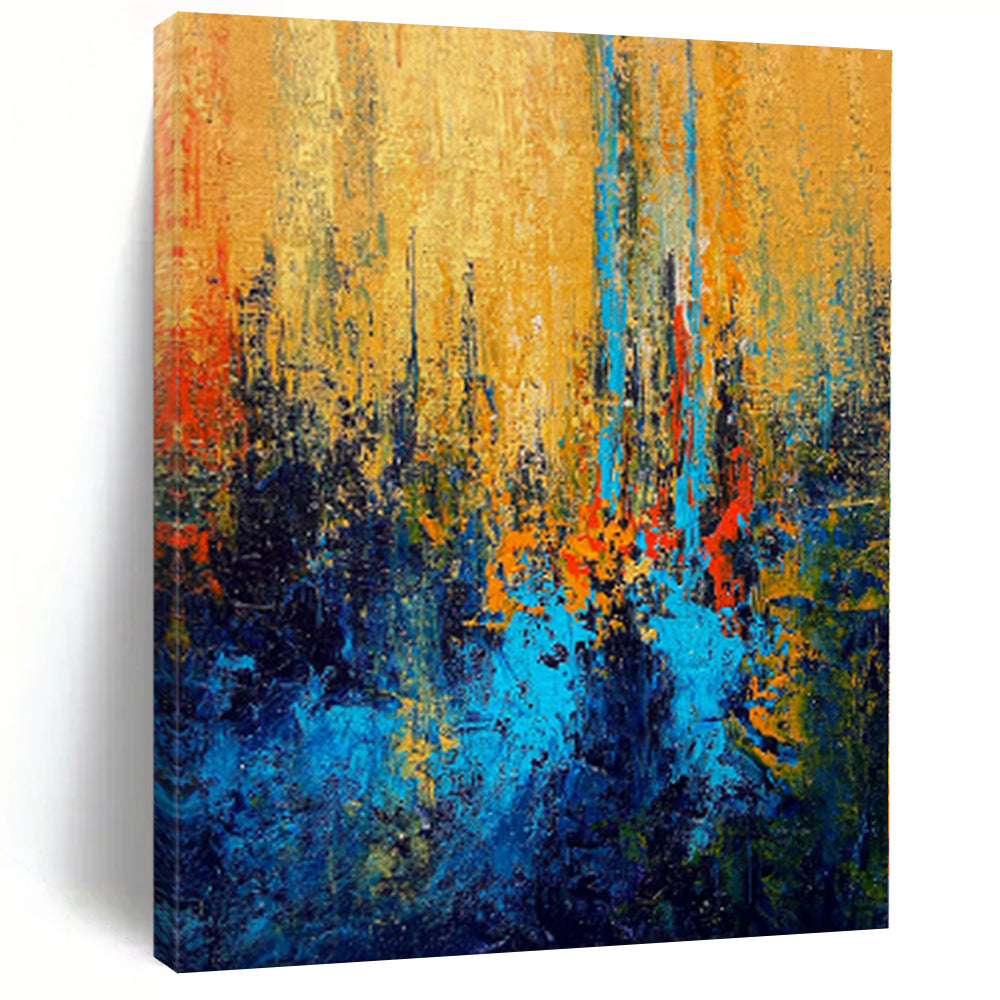 “Sunset Cityscape Abstraction” - Abstract Work with Yellow, Blue, Red, Green CT0027