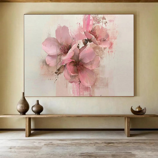 “Soft Pink Blossom Study” – Impressionistic Floral Acrylic Painting CT1754