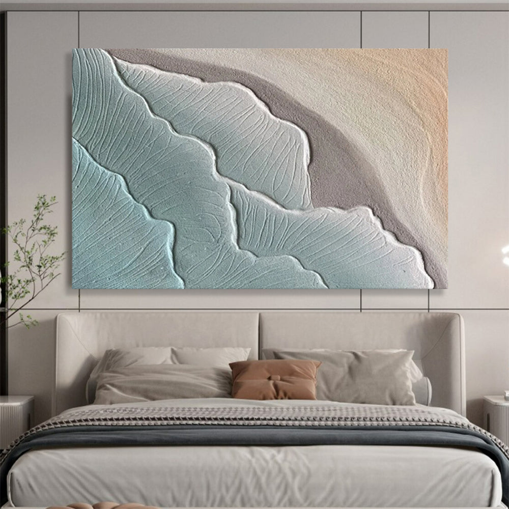 “Textured Terrain” - Shades of light blue, gray, and beige; layered, undulating textures resembling earth’s veins CT1525