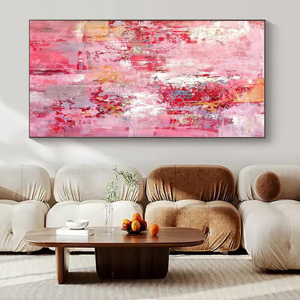 “Pink - Red Abstract Textures” Expressionistic Acrylic Art CT0204