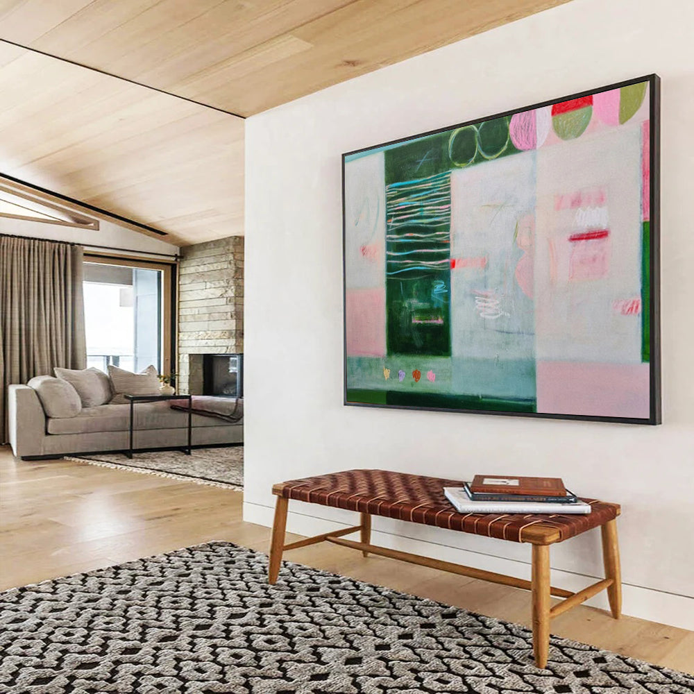 “Playful Panels” - Greens, pinks, blues; mixed patterns and shapes in a grid CT1500