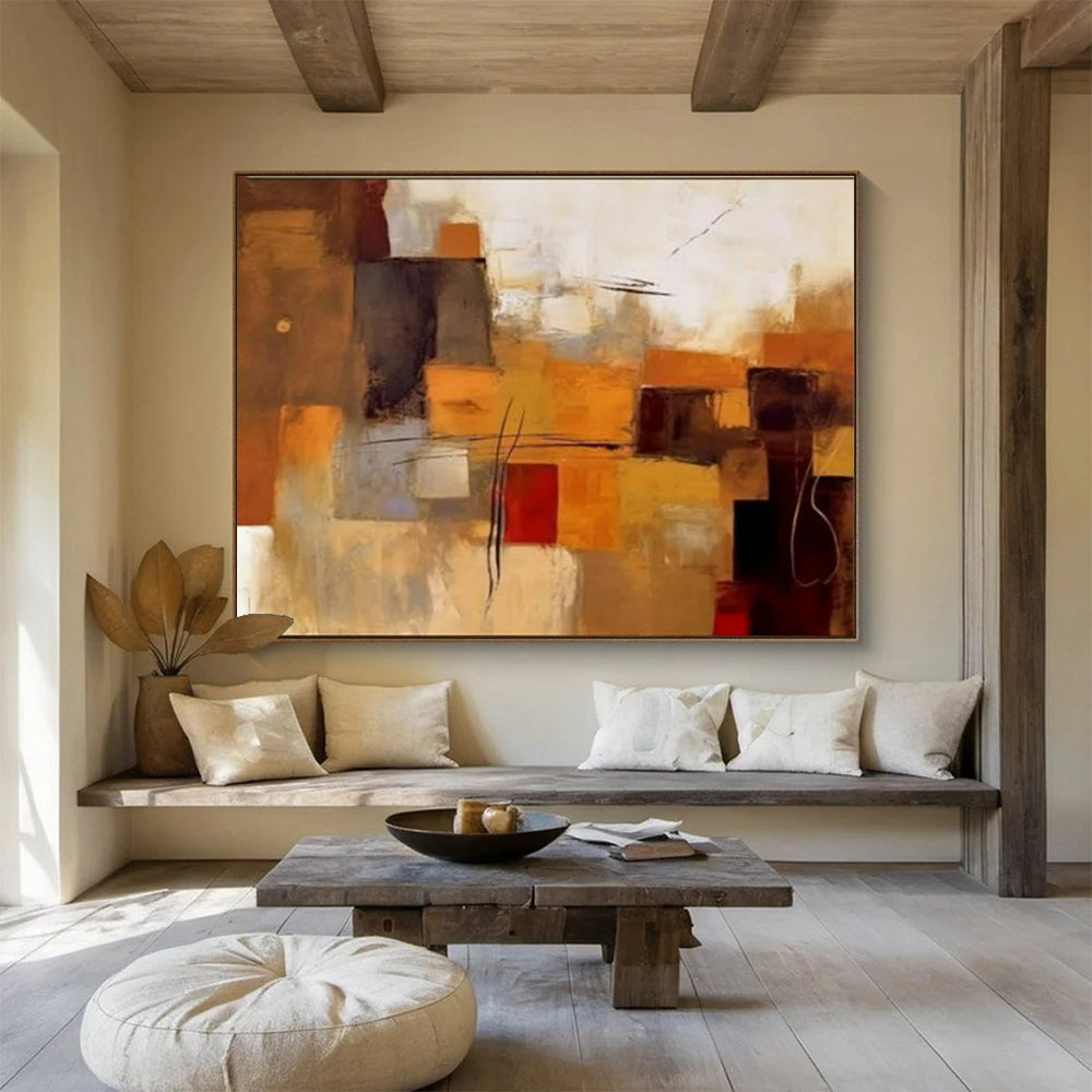 “Earthy Geometries” - Warm browns, beiges, grays; overlapping geometric blocks CT1505