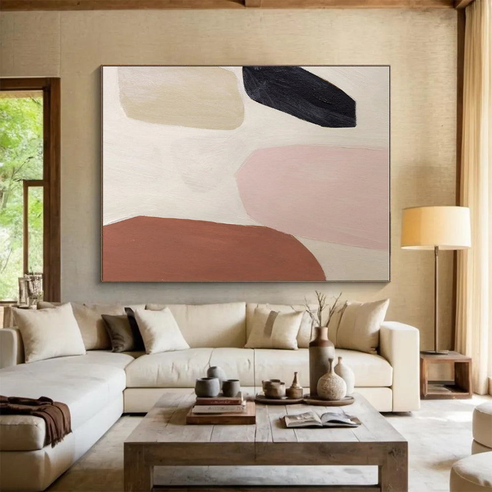 “Soft Pink - Brown - Black Contrast”,Minimalist Color Block Style CT0656