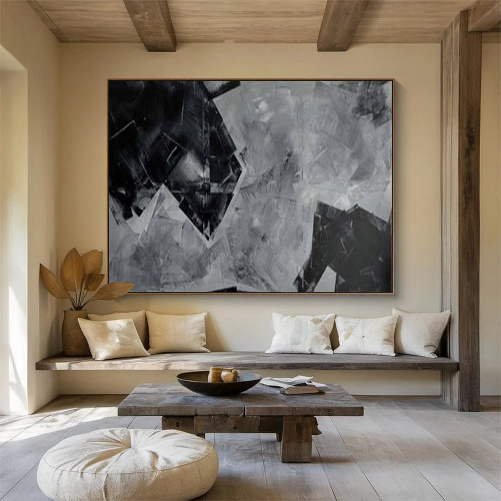 “Geometric Shadow Play” – Abstract Acrylic Painting CT1732