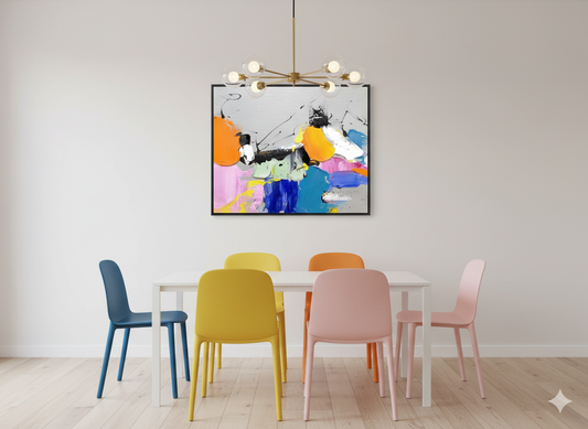 The Artistic Essence of "Colorful Abstract Burst Multicolor Expressionist Abstract Painting on Canvas DLZ267"