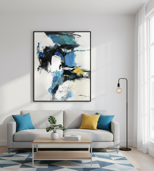 Unveiling the Tempest: A Deep Dive into "Vibrant Blue Abstract Chaos Expressive Abstract Acrylic Painting CT2085"