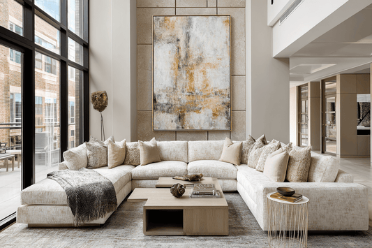 How to Style XL Modern Abstract Painting for High Ceilings & Two-Story Walls