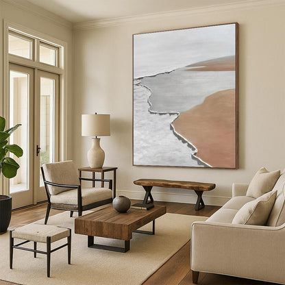 “White - Brown Minimalist Landscape” - Abstract Minimalist Landscape CT0406