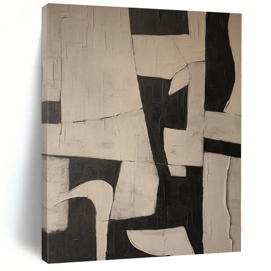 “Black - White Geometric Dynamism” Abstract Acrylic Painting CT0125