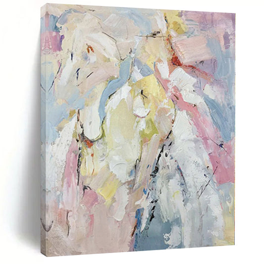 “Pastel Tones Abstract Fusion”，Soft - Hued Abstract Painting CT0364