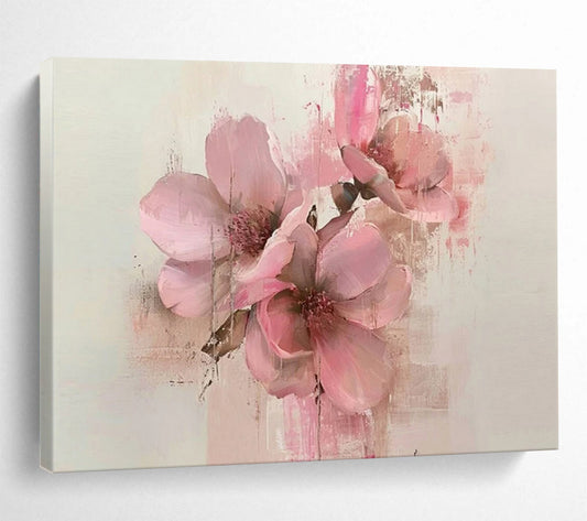 “Soft Pink Blossom Study” – Impressionistic Floral Acrylic Painting CT1754