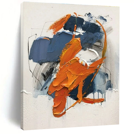 “Blue - Orange Textured Impasto”，Abstract Impasto Art CT0613