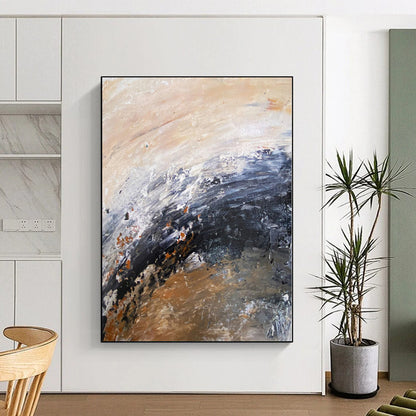 “Vibrant Horizon” - Abstract Landscape - style Painting with Pink Fields, Colorful Sky CT0009