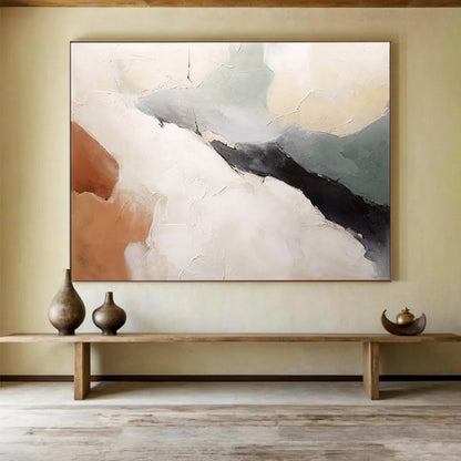 “Subtle Textures” - Soft beiges, grays, browns; layered, muted abstract forms CT1510