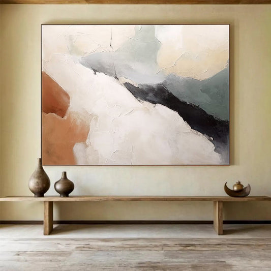 “Subtle Textures” - Soft beiges, grays, browns; layered, muted abstract forms CT1510