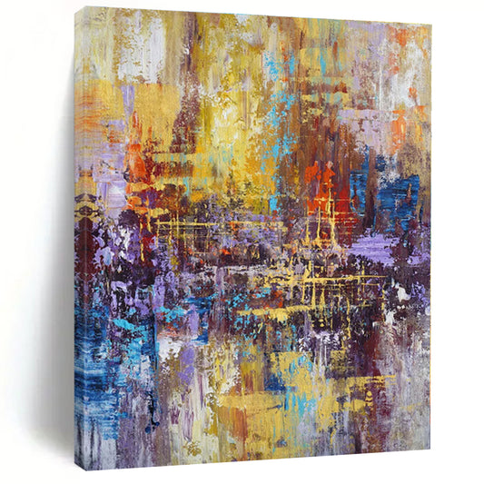 “Vibrant Urban Abstraction”，Abstract Cityscape - Inspired Acrylic Painting CT0545