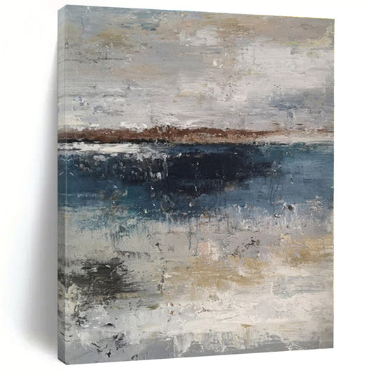 “Gray - Blue Coastal Abstraction” - Abstract Landscape Art CT0471