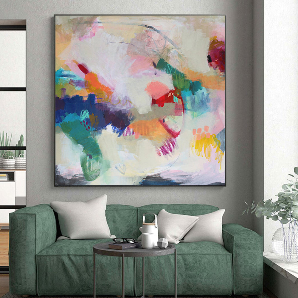 “Pastel Whimsy” - Abstract Acrylic with Soft Pinks, Oranges, Greens, Blues CT0094
