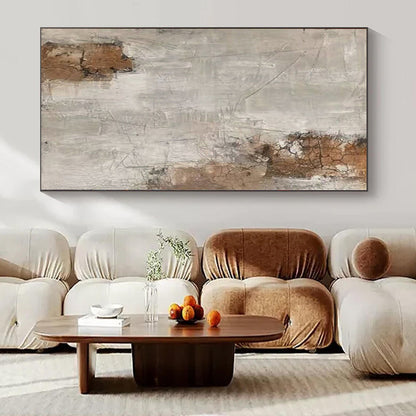 “Crackled Earth Tones” - Abstract Art with Gray, Brown, White CT0105