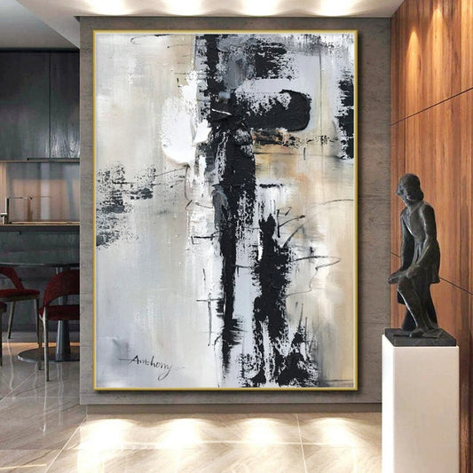 “Gray - Black - White Textured Abstraction” - Abstract Expressionist Art CT0501