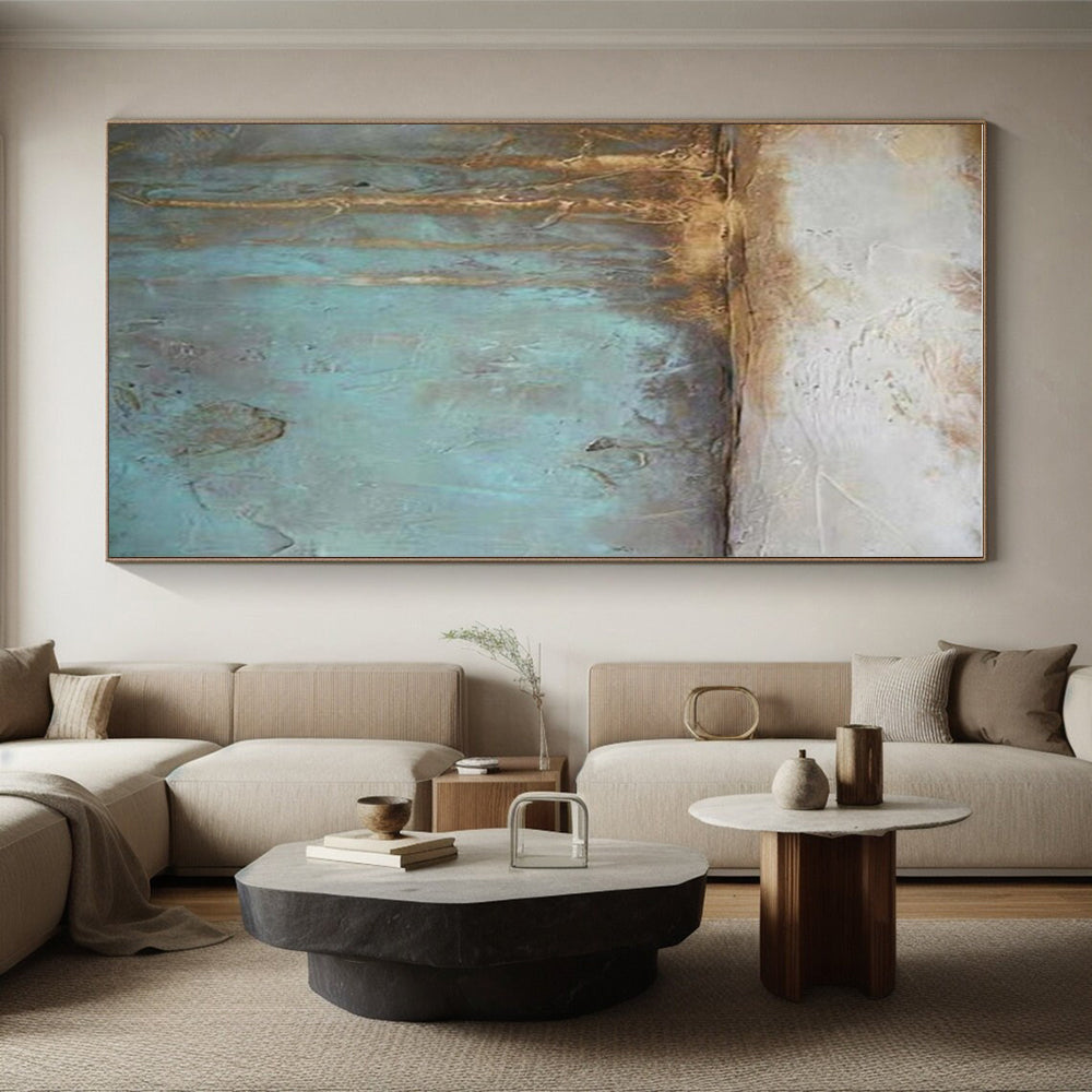 “Teal - Brown Textured Layers”，Abstract Textured Art CT0629