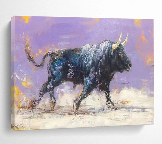 “Midnight Bull” – Expressionistic Animal Oil Painting CT1741