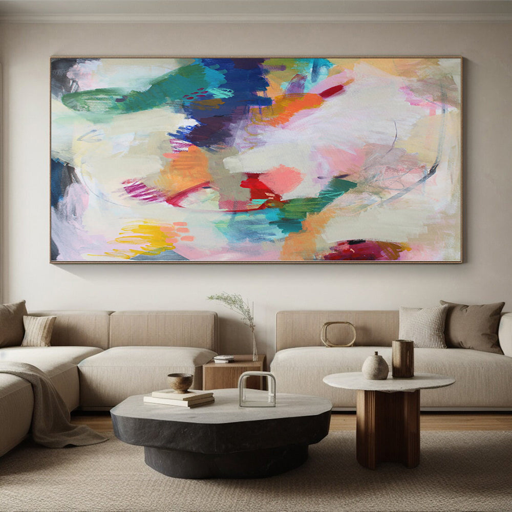 “Pastel Whimsy” - Abstract Acrylic with Soft Pinks, Oranges, Greens, Blues CT0094