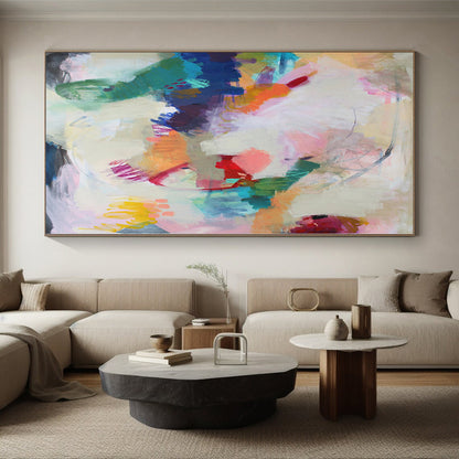 “Pastel Whimsy” - Abstract Acrylic with Soft Pinks, Oranges, Greens, Blues CT0094