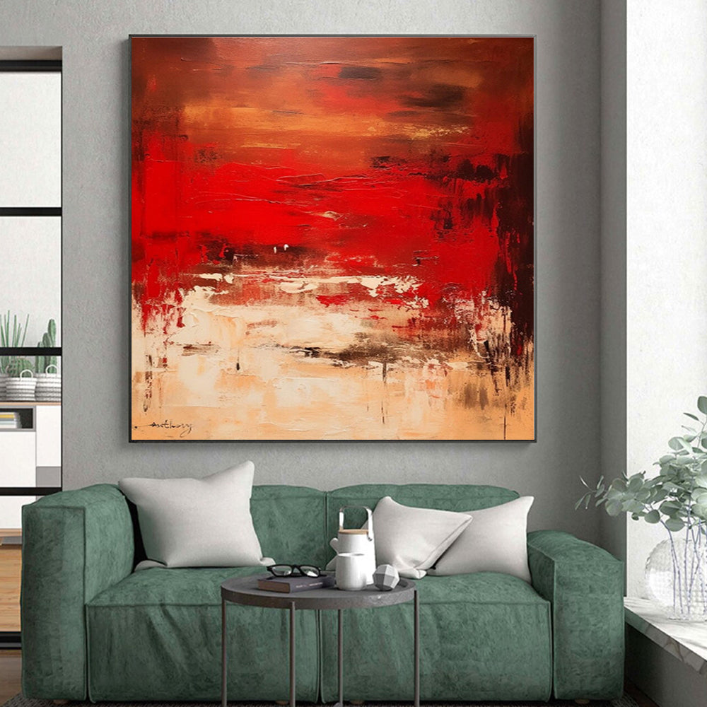 “Red - Brown Abstract Landscape” - Abstract Landscape Art CT0482