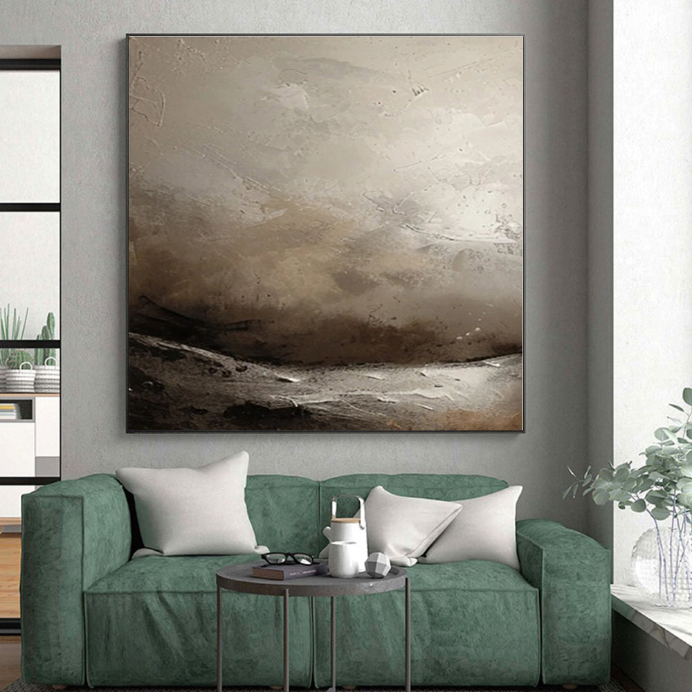 “Misty Monochrome Landscape”，Abstract Atmospheric Oil Painting CT0550