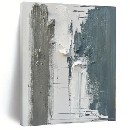 “Gray - White Textured Abstraction” - Abstract Expressionist Art CT0494