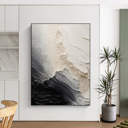“Monochrome Waves” - Abstract Work with Black, White, Gray Textures CT0081
