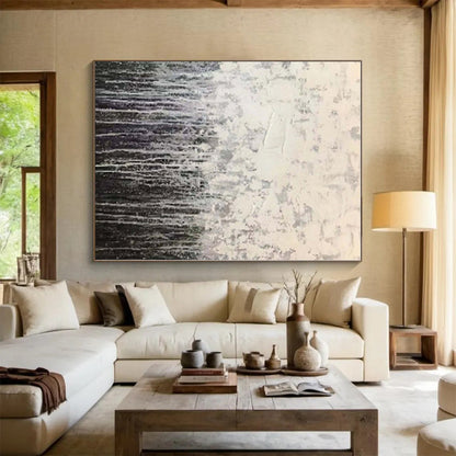 “Silver Dripping Curtains”，Abstract Expressionist Acrylic Art CT0566