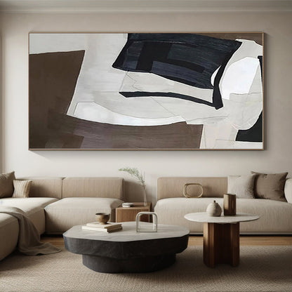 “Monochrome Geometric Forms”，Abstract Cubist - Inspired Acrylic Art CT0557