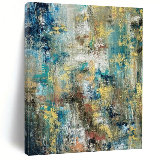 “Rainbow Chaos” - Abstract Art with Blue, Yellow, Green, Red, White CT0035