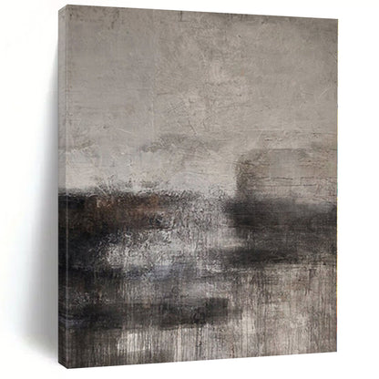“Dark Gray Textured Abyss” - Abstract Painting with Gray, Black, Brown CT0112