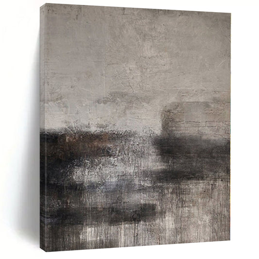 “Dark Gray Textured Abyss” - Abstract Painting with Gray, Black, Brown CT0112