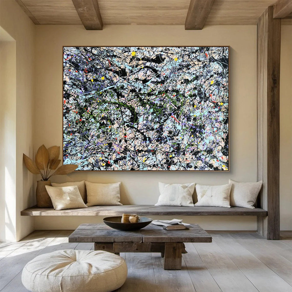 “Rainbow - Dripping Maze” - Black, white, yellow, red, blue, green, purple; colorful tangled drips CT1590