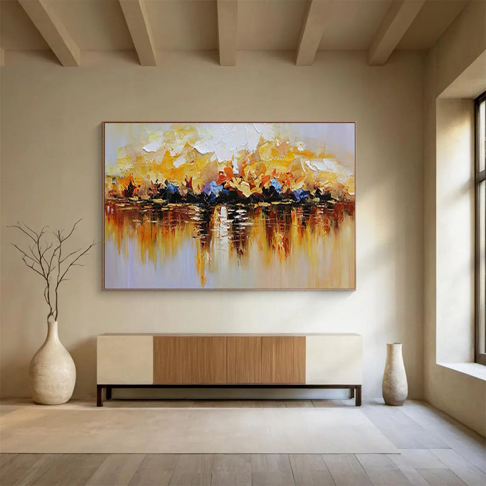 “Colorful Lake Reflection” - Yellow, orange, red, blue, purple; a lake with colorful trees reflected CT1559