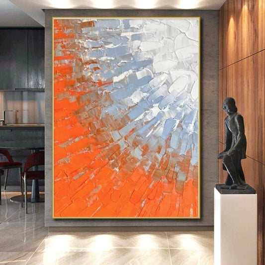 “Orange - Blue Textured Blend” - Abstract Textural Art CT0405