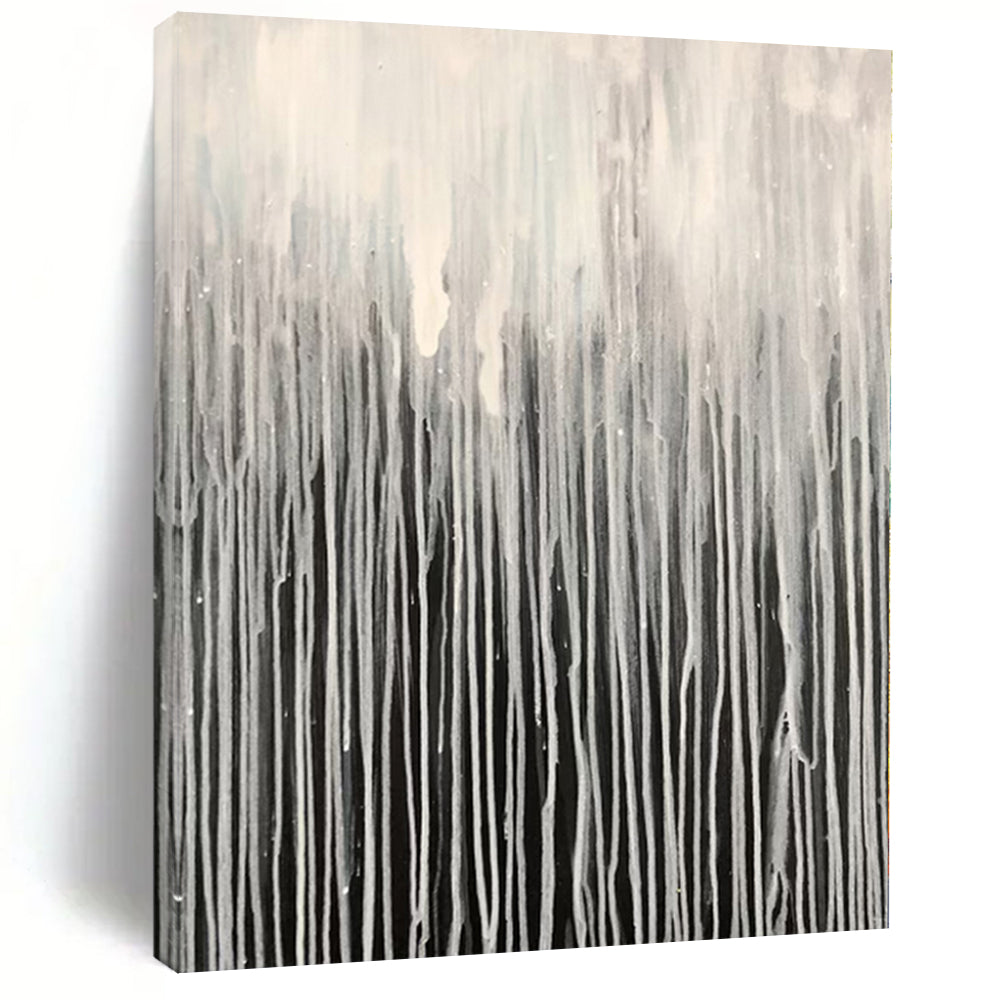 “Monochrome Dripping Forest” Abstract Acrylic Art CT0302