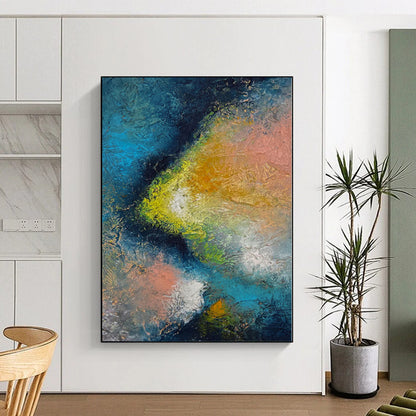 “Cosmic Textures” - Abstract Work with Blue, Green, Yellow, Pink, White CT0057