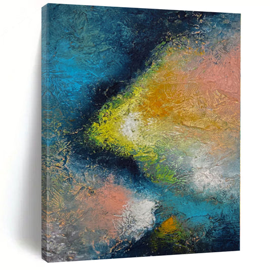 “Cosmic Textures” - Abstract Work with Blue, Green, Yellow, Pink, White CT0057