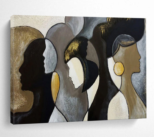 “Elegant Profiles” – Browns, grays, golds forming stylized, overlapping female silhouettes CT1688