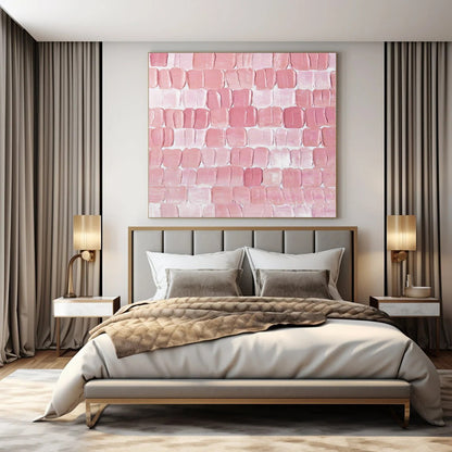 “Pink Textured Tiles” Impasto Acrylic Art CT0178