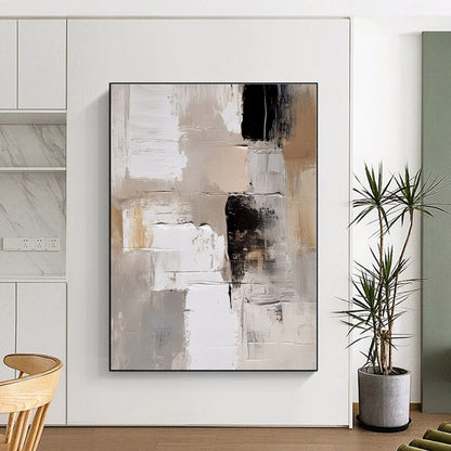 “Neutral - Black Textured Abstraction” - Abstract Expressionist Art CT0442