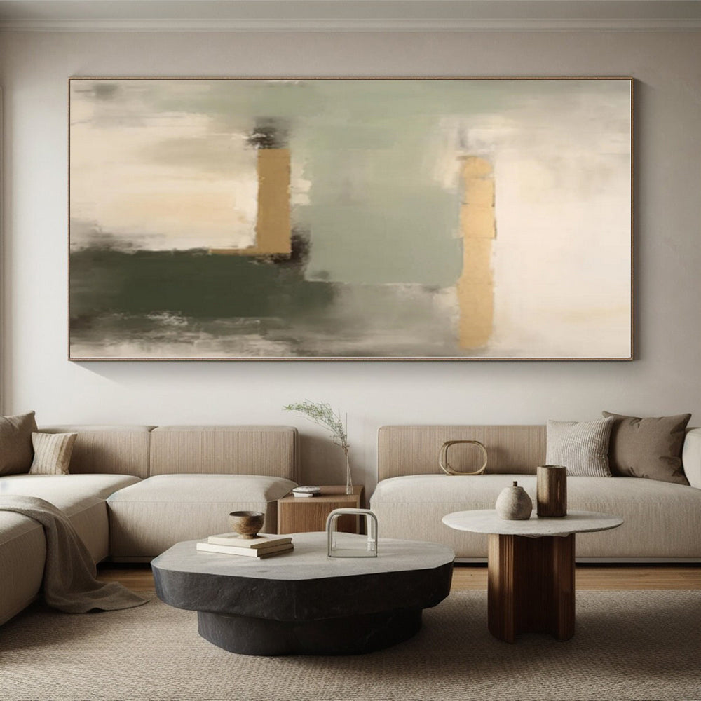 “Soft Color Blends with Gold”，Abstract Color - Field Acrylic Painting CT0532