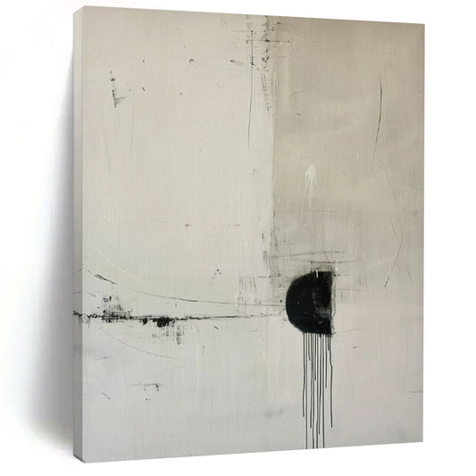 “Minimalist Black - White Abstract” ，Abstract Minimalist Acrylic Painting CT0934