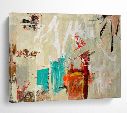 Neutral and Colorful Abstract - Abstract Painting On Canvas DLZ238