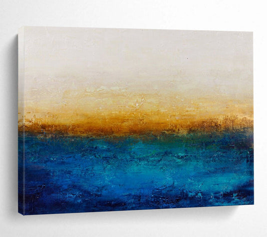 “Gradient Horizon - Blues, Yellows, and Subtle Textures” Painting On Canvas DKH007